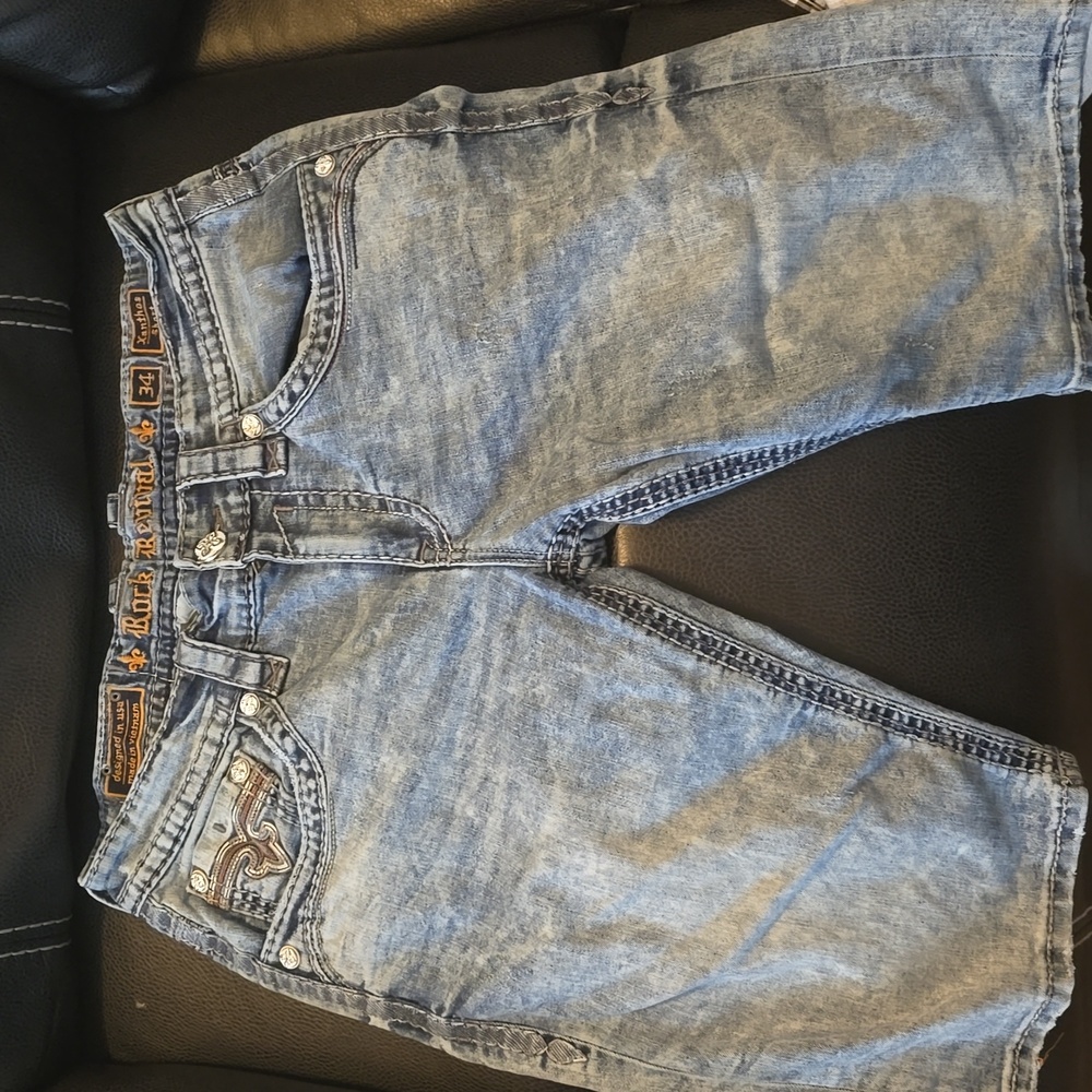 Mens Rock revival denim shorts